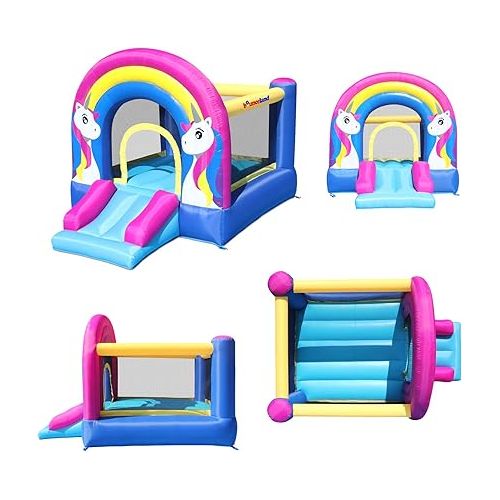  Bounceland Rainbow Unicorn Bounce House with Slide, 9.8 ft L x 6.8 ft W x 6.5 ft H inflated Size, UL Certified Blower Included, inflates in Less Than a Minute, Outdoor and Indoor use