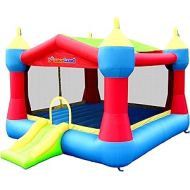 Bounceland Inflatable Party Castle Bounce House Bouncer, 16 ft L x 13 ft W x 10.3 ft H, Basketball Hoop, Removable Sun Roof, UL Strong Blower included, Fun Slide and Bounce Area, Castle Theme for Kids