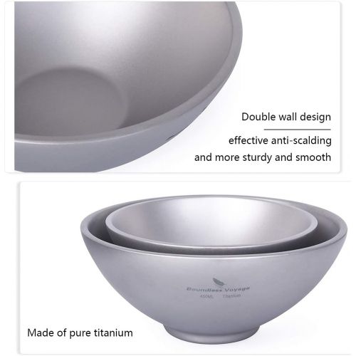  Boundless Voyage 220ML/450ML Titanium Double Wall Food Bowl for Adult Children Ultrlight Portable Bowl Outdoor Camping Tableware