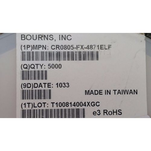  Bourns LOT OF 5000 PCS. BOURNS CR0805-FX-4871ELF ROHS