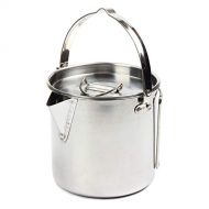 bouti1583 1.2L Stainless Steel Camping Kettle, Outdoor Cooking Kettle Portable Tea Coffee Water Pot with Lid for Backpacking Picnic Camping Hiking