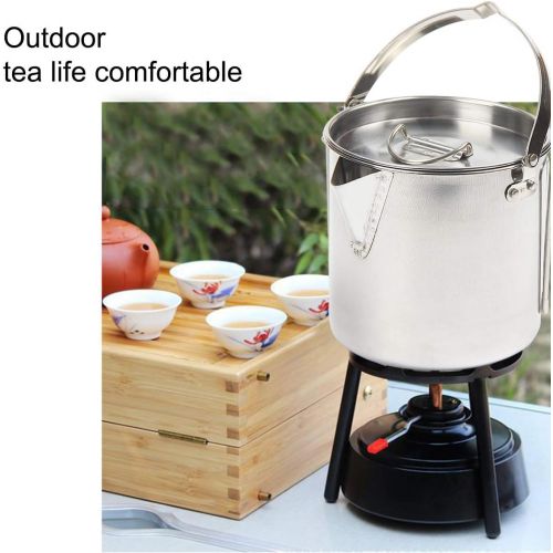  bouti1583 1.2L Stainless Steel Camping Kettle, Outdoor Cooking Kettle Portable Tea Coffee Water Pot with Lid for Backpacking Picnic Camping Hiking