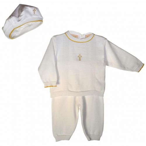  Boutique Collection Boys Boys Christening Outfit With Hat 3 Months White