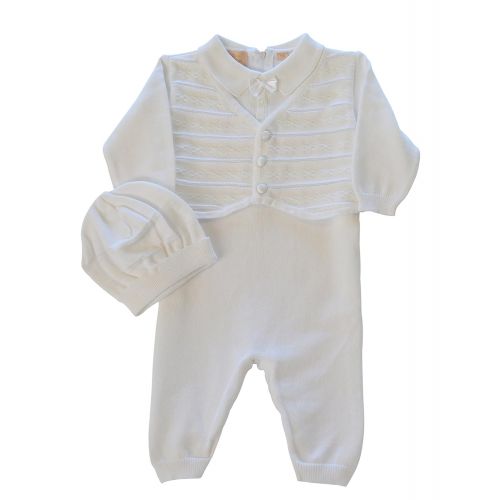  Boutique Collection Baby Boys Christening Outfit with attached Vest and Hat