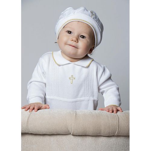  Boutique Collection Baby Christening Longall with Hat - Cross Detail