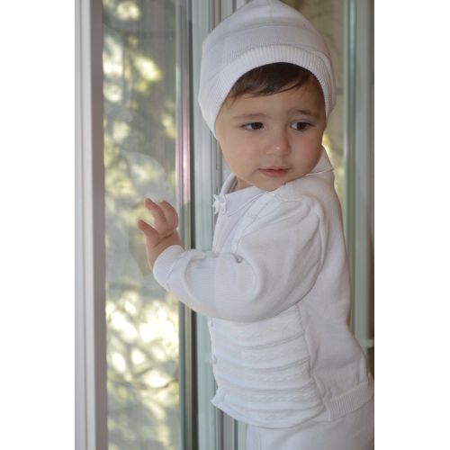  Boutique Collection Baby Boys 2 Piece Christening Outfit with attached Vest and Hat
