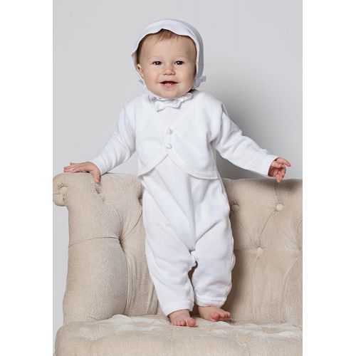  Boutique Collection Baby Boys Christening Outfit with Attached Vest and Matching Bonnet
