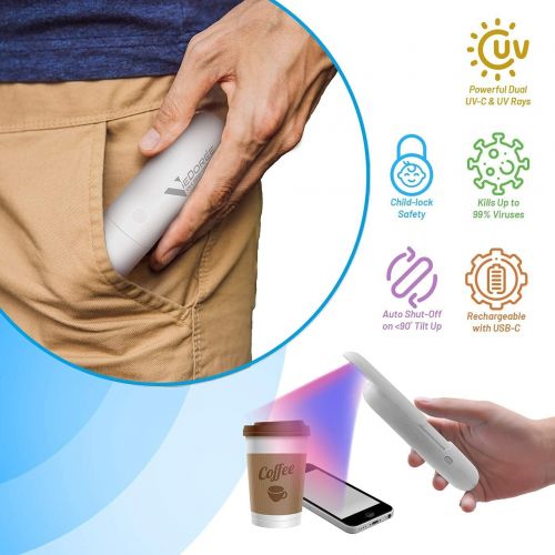 BoutiqueHive UV Light Sanitizer Wand, Portable UVC Disinfector Lamp for Home and Travel Kills 99% of Germs & Viruses on Contact Points…
