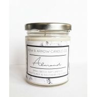 /BowAndArrowCandleCo Natural Soy Candle Almond Scented | 7 oz Jar Candle | Almond Scented Candle | Almond Oil | Sweet Candle | Scented Soy Candle | Gift Ideea