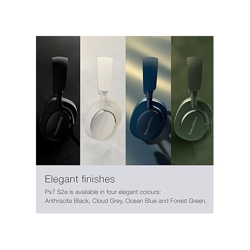  Bowers & Wilkins Px7 S2e Over-Ear Headphones - Enhanced Noise Cancellation & Transparency Mode, Crystal-Clear Calls, Bluetooth, 30-Hour Playback, Ocean Blue