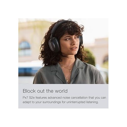  Bowers & Wilkins Px7 S2e Over-Ear Headphones - Enhanced Noise Cancellation & Transparency Mode, Crystal-Clear Calls, Bluetooth, 30-Hour Playback, Ocean Blue