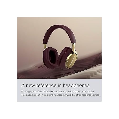  Bowers & Wilkins Px8 Over-Ear Wireless Headphones, Advanced Active Noise Cancellation, Luxurious Materials, 30-Hour Battery Life, 15-Min Quick Charging, Black