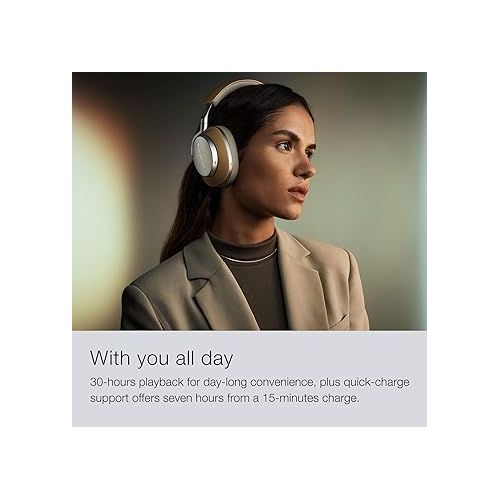  Bowers & Wilkins Px8 Over-Ear Wireless Headphones, Advanced Active Noise Cancellation, Luxurious Materials, 30-Hour Battery Life, 15-Min Quick Charging, Black