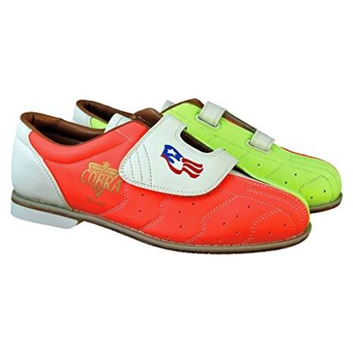  Bowlerstore Mens Glow TCR-GV Cobra Rental Bowling Shoes- Hook and Loop, 9 12 US M, Neon YellowOrangeWhite