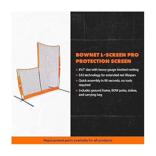  Bownet L-Screen Pro Baseball Softball Pitching Protection Screen 8'X7' Orange