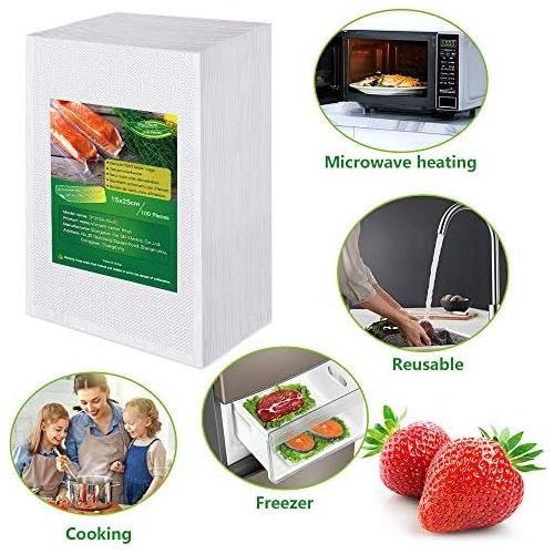  [아마존베스트]BoxLegend Professional Vacuum Bags 15 x 25 cm / 100 Bags 210 Microns for All Vacuum Seals & Food Vacuum Sealer BPA-Free Boilable Sous Vide Freezer Bags Reusable