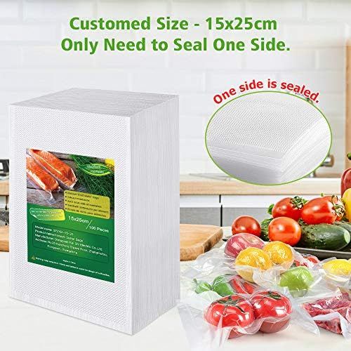  [아마존베스트]BoxLegend Professional Vacuum Bags 15 x 25 cm / 100 Bags 210 Microns for All Vacuum Seals & Food Vacuum Sealer BPA-Free Boilable Sous Vide Freezer Bags Reusable