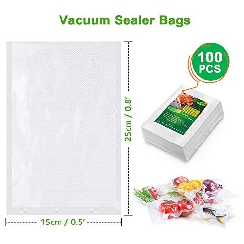  [아마존베스트]BoxLegend Professional Vacuum Bags 15 x 25 cm / 100 Bags 210 Microns for All Vacuum Seals & Food Vacuum Sealer BPA-Free Boilable Sous Vide Freezer Bags Reusable