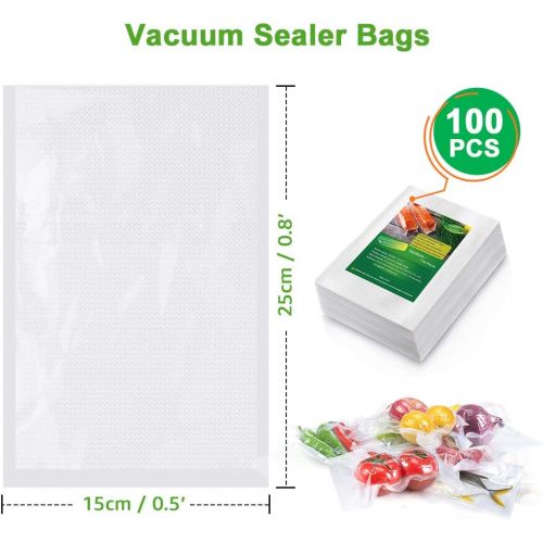  [아마존베스트]BoxLegend Professional Vacuum Bags 15 x 25 cm / 100 Bags 210 Microns for All Vacuum Seals & Food Vacuum Sealer BPA-Free Boilable Sous Vide Freezer Bags Reusable