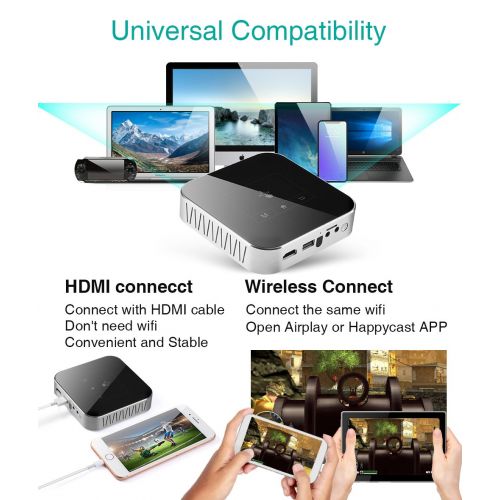  BoxLegend Mini Video Projector HD Portable Projector WiFi Bluetooth Support 1080P Max200 DLP Video Projector Built in Battery 4000mAh Android System Home Theater Entertainment