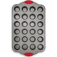 Boxiki Kitchen 24 Cup Mini Muffin Pan with Silicone Handles | Professional Non-Stick Cupcake Pan for Muffins, Cupcakes, Egg Bites, and More