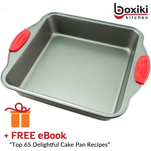  Cake Pan | Non-Stick Steel 8-Inch Square Baking Pan by Boxiki Kitchen | Durable, Convenient, Premium Quality No-Stick Baking Mold Cookware | Brownie Pan 8” x 8” x 2”