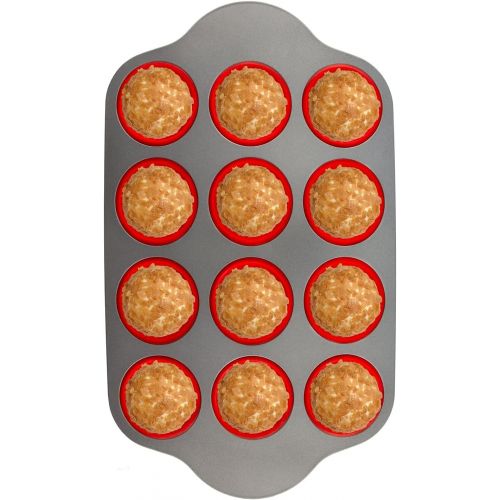  [아마존베스트]Silicone Muffin Pan With Steel Frame, 12 Cups Full Size | Professional Non-Stick Baking Molds by Boxiki Kitchen | BPA-Free Bakeware | Silicone 12 Cup Muffin Mold