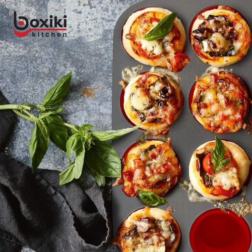  [아마존베스트]Silicone Muffin Pan With Steel Frame, 12 Cups Full Size | Professional Non-Stick Baking Molds by Boxiki Kitchen | BPA-Free Bakeware | Silicone 12 Cup Muffin Mold