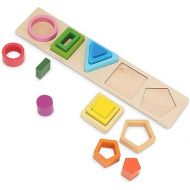 Wooden Shape Sorting & Stacking Toys for Toddlers, Montessori Toys with 20 Pcs Blocks of 5 Different Shapes and Colors to Fine Motor Skills - Learning Puzzles Gift for 1 2 3 Year Old Boys & Girls