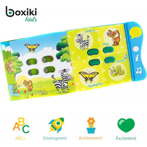  Boxiki kids Animal Learning Sound Book Toy for toddlers 6 months to 3 years old. Baby Children Book with Interactive Learning Games and Animal Sounds. Preschool Educational Musical Book and Mo