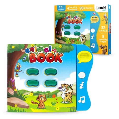  Boxiki kids Animal Sound Book for Toddler - Children Educational Toys for 1,2,3 Years Old with Animal Sounds and Games. Preschool Learning Toys & Interactive Books for Toddlers wit