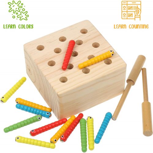  Boxiki Kids Montessori Toys for Babies, Toddlers & Kids, Fine Motor Skills, Magnetic Worm Game for 1 2 3 4 Years Old