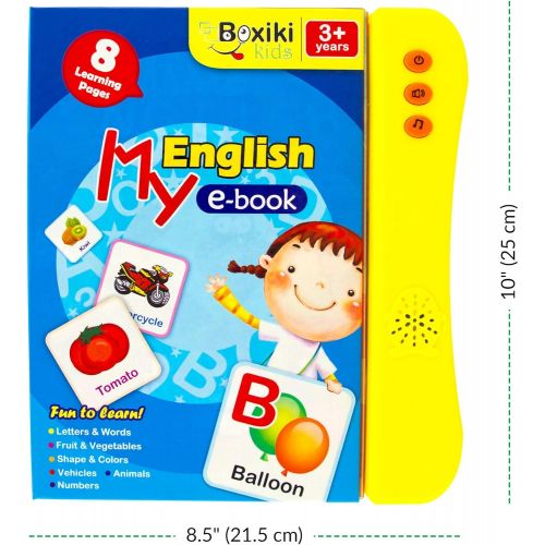  Boxiki kids ABC Sound Book for Children. English Letters & Words learning toys for 3 year old Girls & Boys, Fun Educational Toys. Activities With Numbers, Shapes, Colors & Animals, Interactive