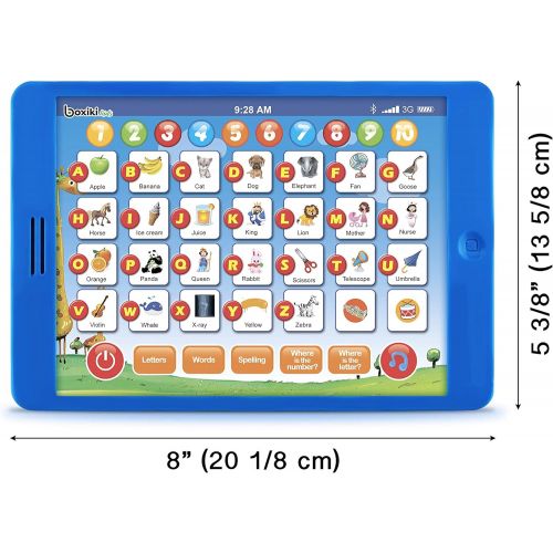  Boxiki kids Learning Pad Fun Kids Tablet with 6 Toddler Learning Games Early Child Development Toy for Number Learning, Learning ABCs, Spelling, “Where is?” Game, Melodies. Educati