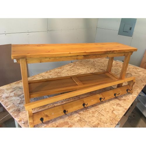  Boxwood Woodworking HallwayMud RoomFoyer Bench (42) Reduced HeightWidth and Matching Coat RackShelf