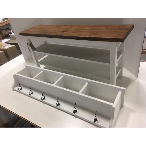  Boxwood Woodworking HallwayMud RoomFoyer Bench (46) and Matching Coat RackCubbie Shelf