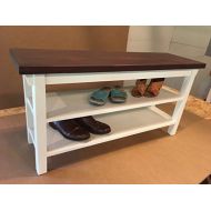 Boxwood Woodworking Hallway  Mud Room  Foyer Bench With Two Shoe Shelves In Your Choice Of Color And Size 24 To 46