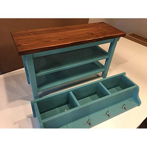  Boxwood Woodworking HallwayMud RoomFoyer Bench (38) With Second Shoe Shelf and Matching Coat RackCubbie