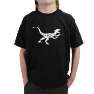 Boy ft s Velociraptor Black Cotton T-shirtby Los Angeles Pop Art
