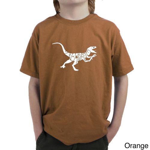  Boy ft s Velociraptor Black Cotton T-shirtby Los Angeles Pop Art