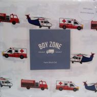 Boy Zone Emergency Vehicle 3 Piece 100% Cotton Sheet Set (Firetruck, Ambulance, Helicopter) Twin
