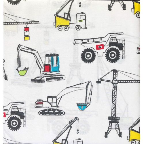  Boy Zone Bedding 3 Piece Twin Size Single Bed Sheet Set Construction Vehicles Shipping Container Cranes Back Hoes, Bulldozers