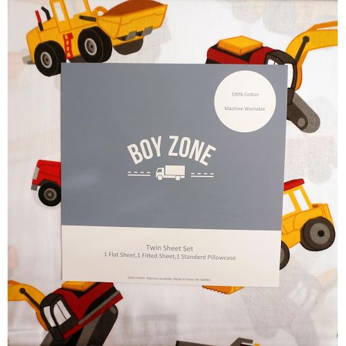  Boy Zone Construction Truck Sheet Set, Twin Size
