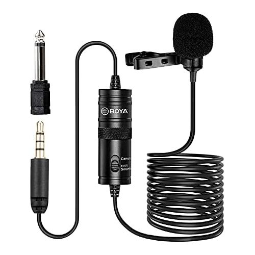  [아마존베스트]BOYA BY-M1 Professional Lavalier Lapel Microphone Omnidirectional Microphone for Canon Nikon Sony DSLR Cameras, iPhone, Android, Samsung, for Podcast Recording Interview Video