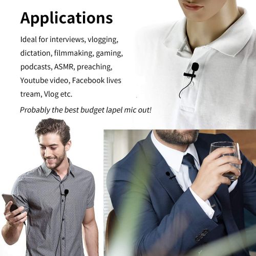  [아마존베스트]BOYA BY-M1 Professional Lavalier Lapel Microphone Omnidirectional Microphone for Canon Nikon Sony DSLR Cameras, iPhone, Android, Samsung, for Podcast Recording Interview Video