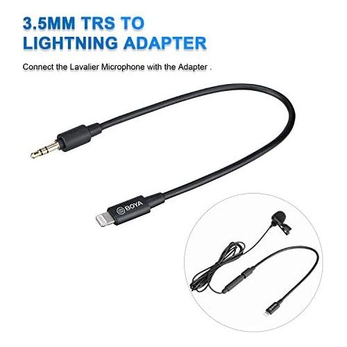  [아마존베스트]BOYA MIC Lavalier Lightning Microphone, BOYA BY-M2 Universal Lapel Microphone with Lightning Connector Adapter Compatible with iPhone 11 10 X 8 7 MAC iPad YouTube Video Facebook Live (20 Fe