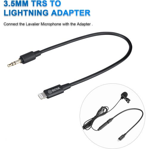  [아마존베스트]BOYA MIC Lavalier Lightning Microphone, BOYA BY-M2 Universal Lapel Microphone with Lightning Connector Adapter Compatible with iPhone 11 10 X 8 7 MAC iPad YouTube Video Facebook Live (20 Fe