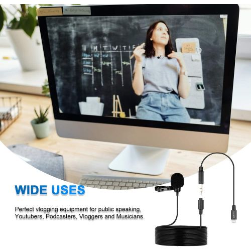  [아마존베스트]BOYA MIC Lavalier Lightning Microphone, BOYA BY-M2 Universal Lapel Microphone with Lightning Connector Adapter Compatible with iPhone 11 10 X 8 7 MAC iPad YouTube Video Facebook Live (20 Fe