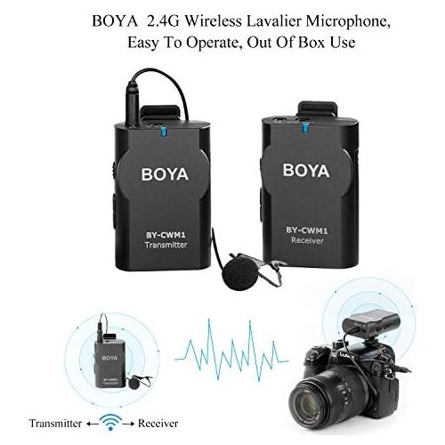  [아마존베스트]BOYA Wireless Lavalier Microphone System Compatible with Android iPhone Tablet DSLR Camera Camcorder