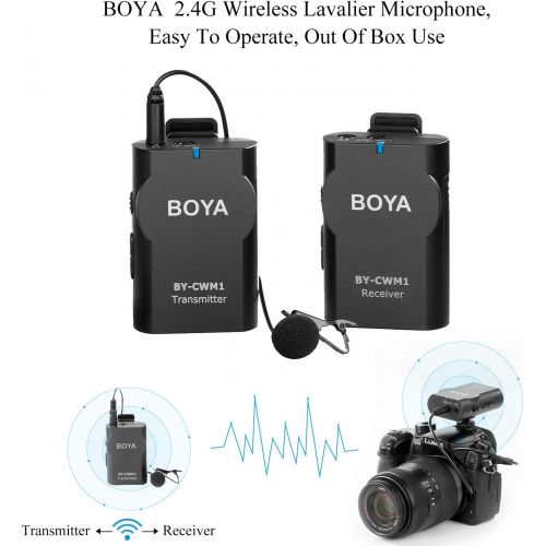  [아마존베스트]BOYA Wireless Lavalier Microphone System Compatible with Android iPhone Tablet DSLR Camera Camcorder